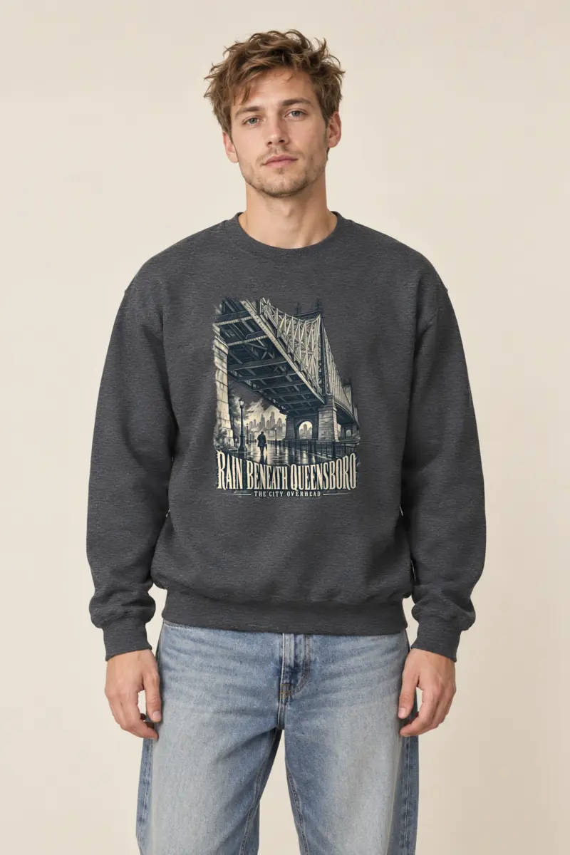 "Rain Beneath Queensboro" Heavy Blend Unisex Crewneck Sweatshirt