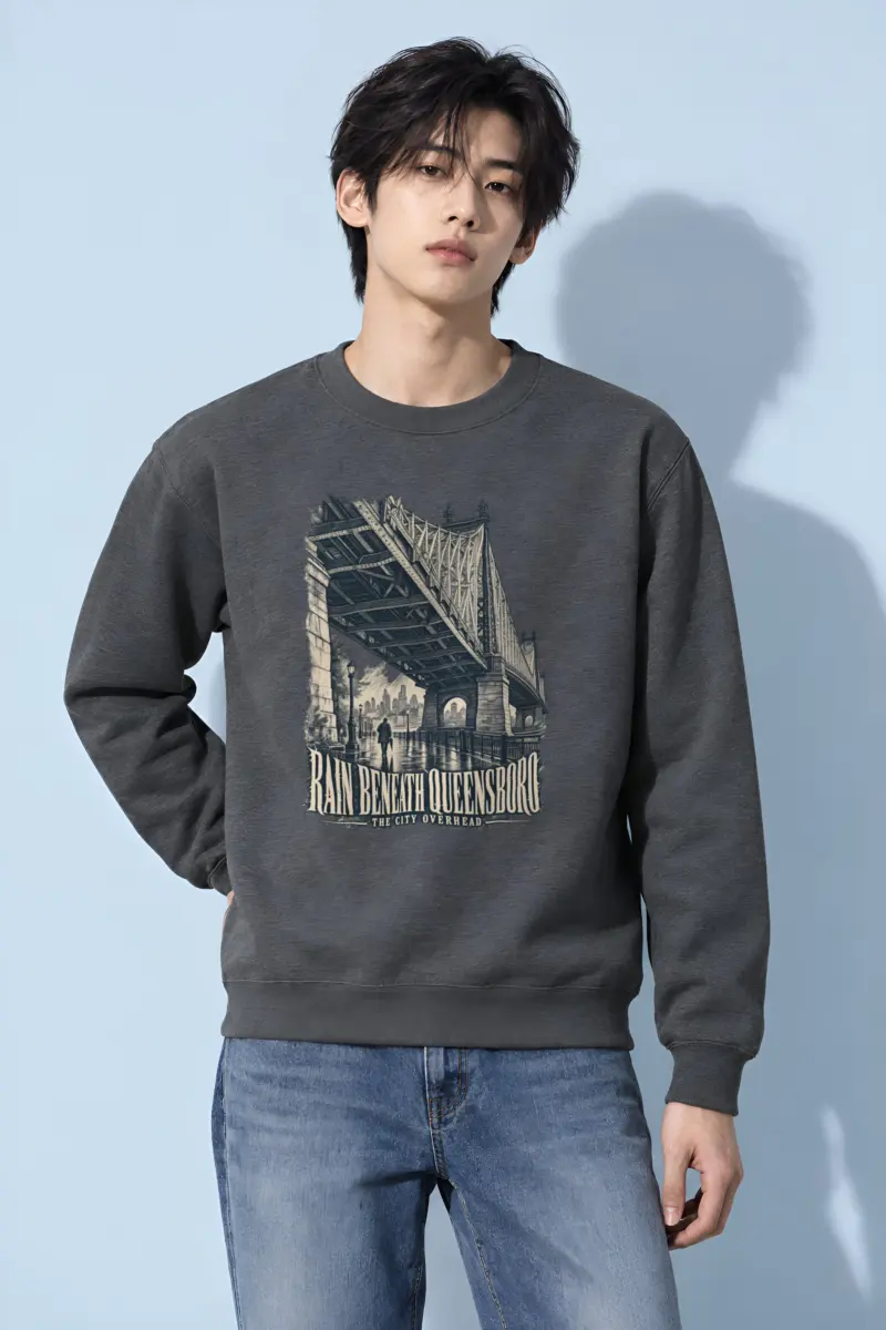 "Rain Beneath Queensboro" Heavy Blend Unisex Crewneck Sweatshirt
