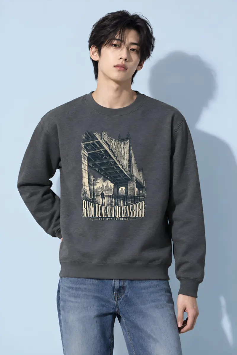 "Rain Beneath Queensboro" Heavy Blend Unisex Crewneck Sweatshirt