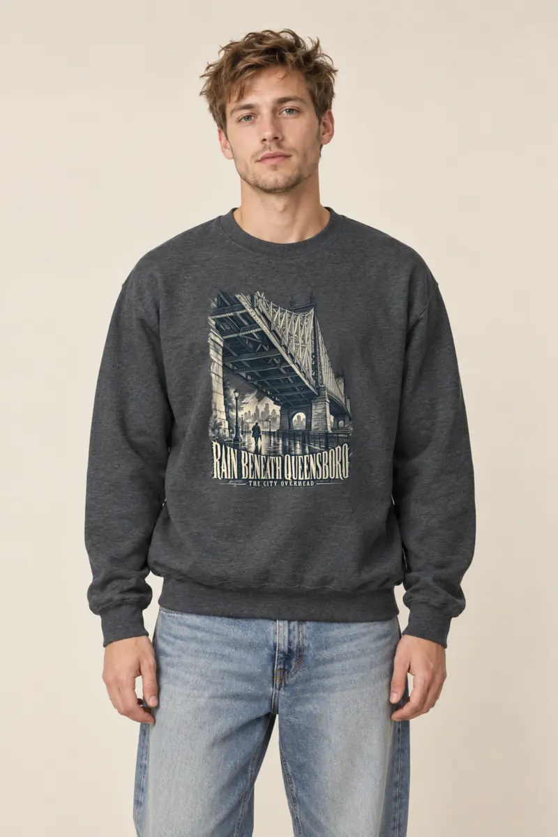 "Rain Beneath Queensboro" Heavy Blend Unisex Crewneck Sweatshirt