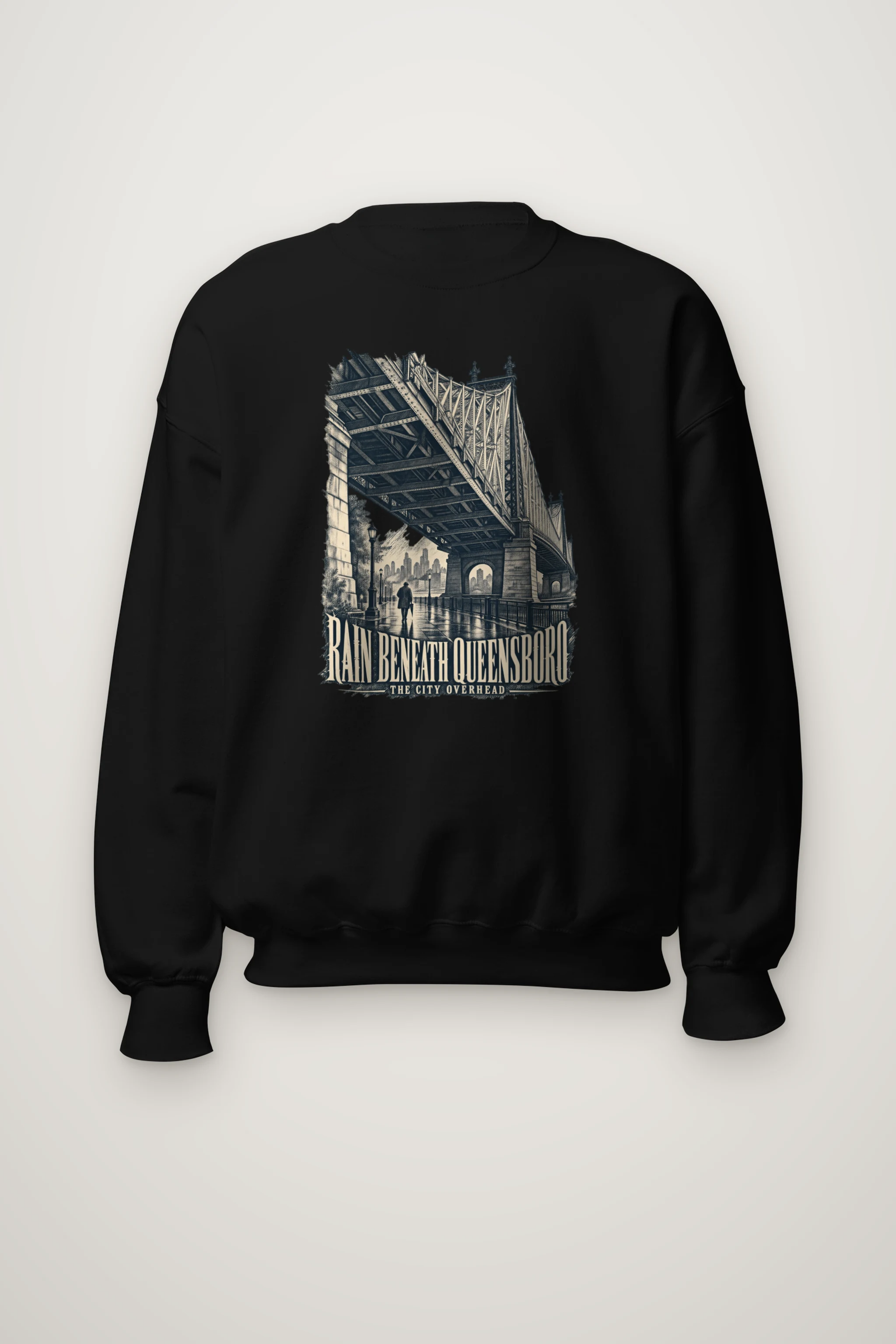 "Rain Beneath Queensboro" Heavy Blend Unisex Crewneck Sweatshirt