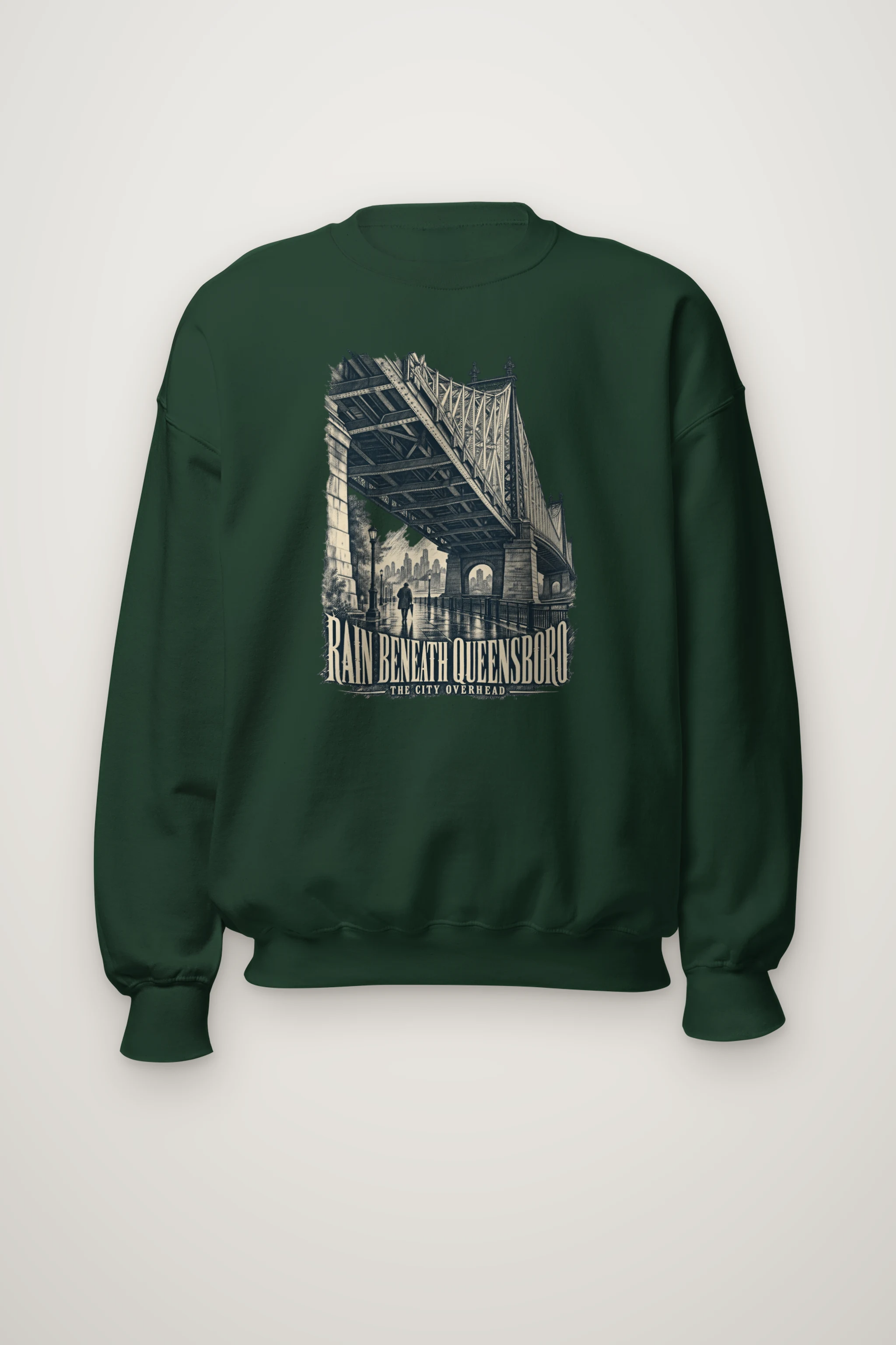 "Rain Beneath Queensboro" Heavy Blend Unisex Crewneck Sweatshirt