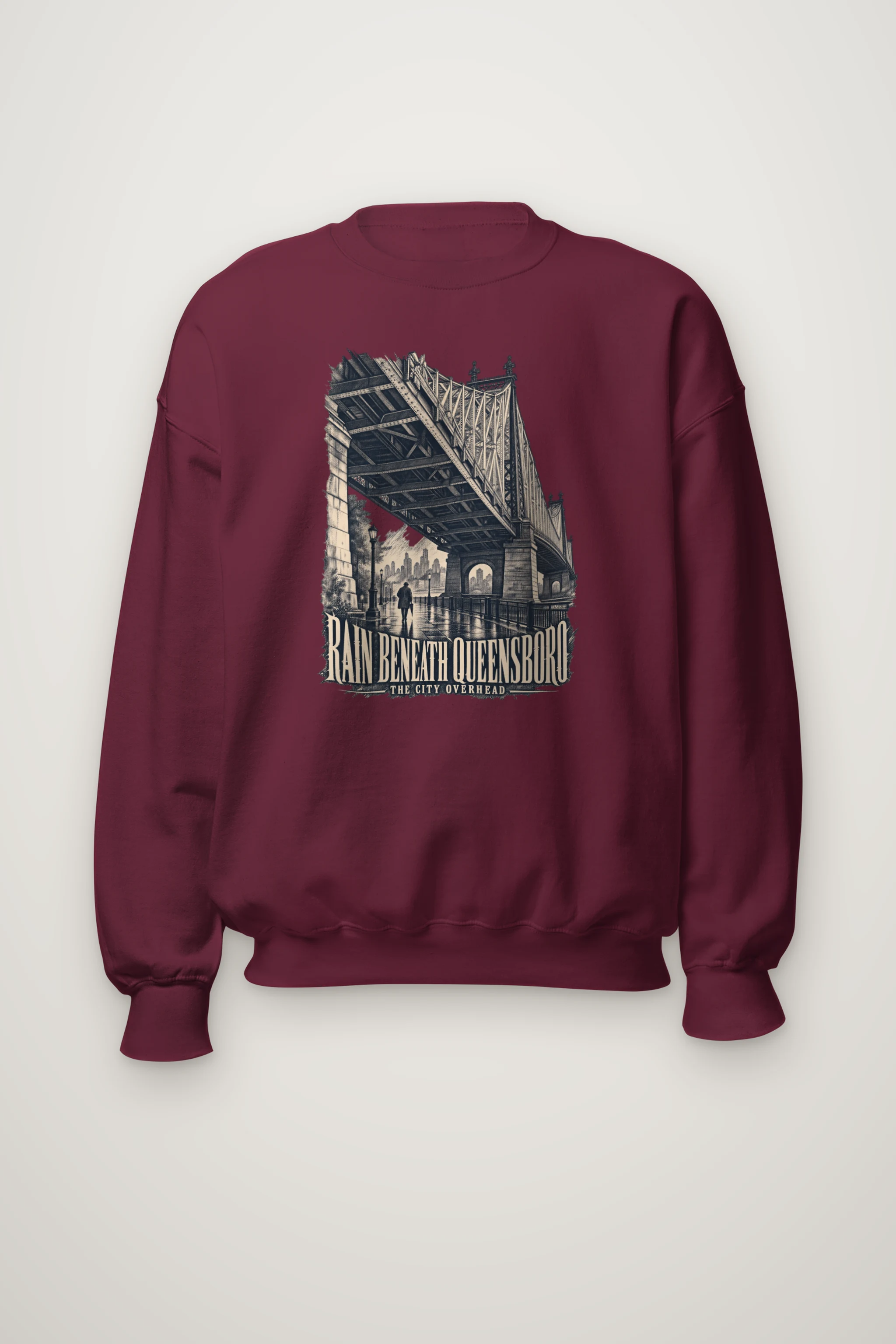 "Rain Beneath Queensboro" Heavy Blend Unisex Crewneck Sweatshirt