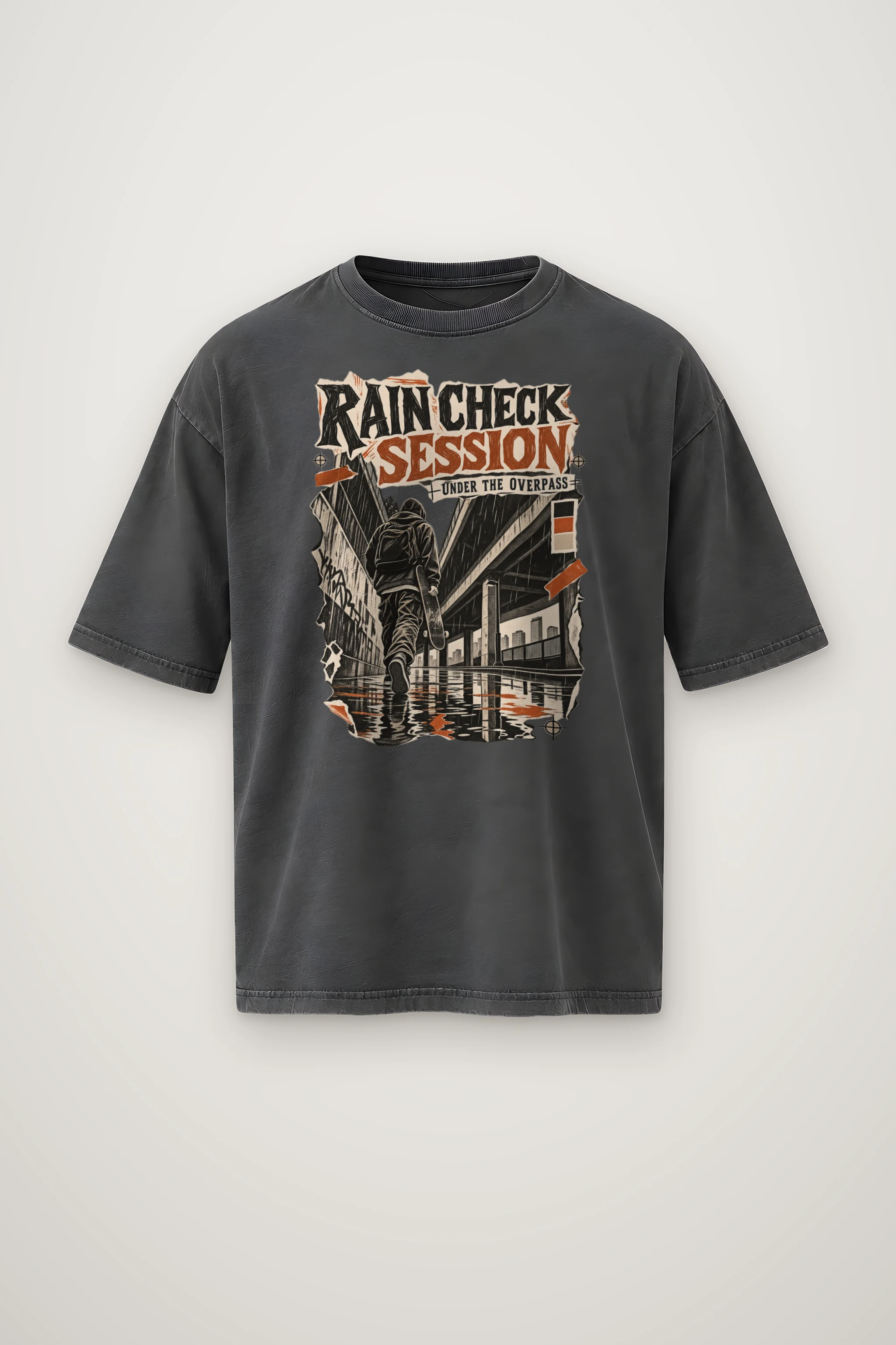"Rain Check Session" Men's Oversized Heavyweight Crewneck T-Shirt