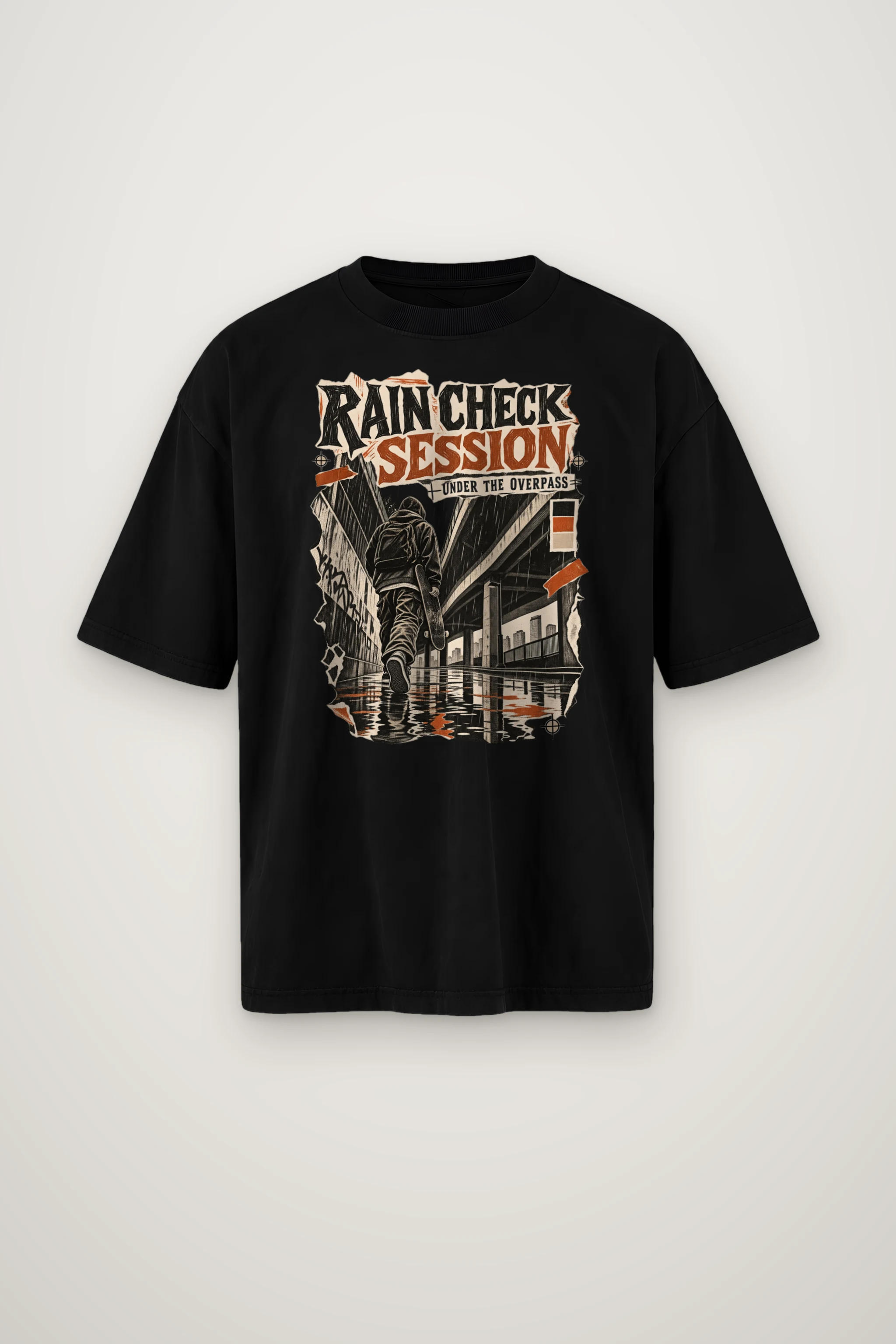 "Rain Check Session" Men's Oversized Heavyweight Crewneck T-Shirt