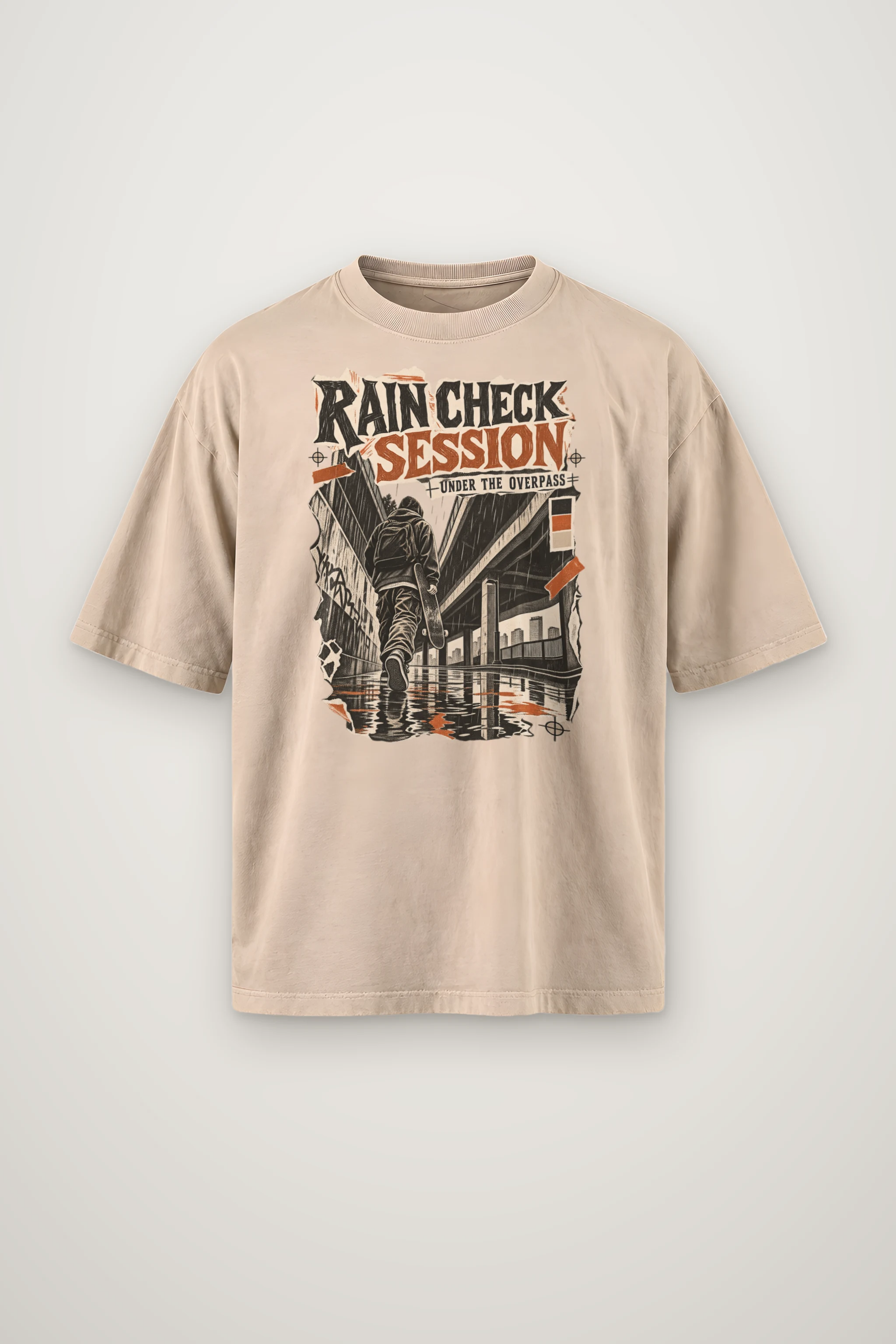 "Rain Check Session" Men's Oversized Heavyweight Crewneck T-Shirt