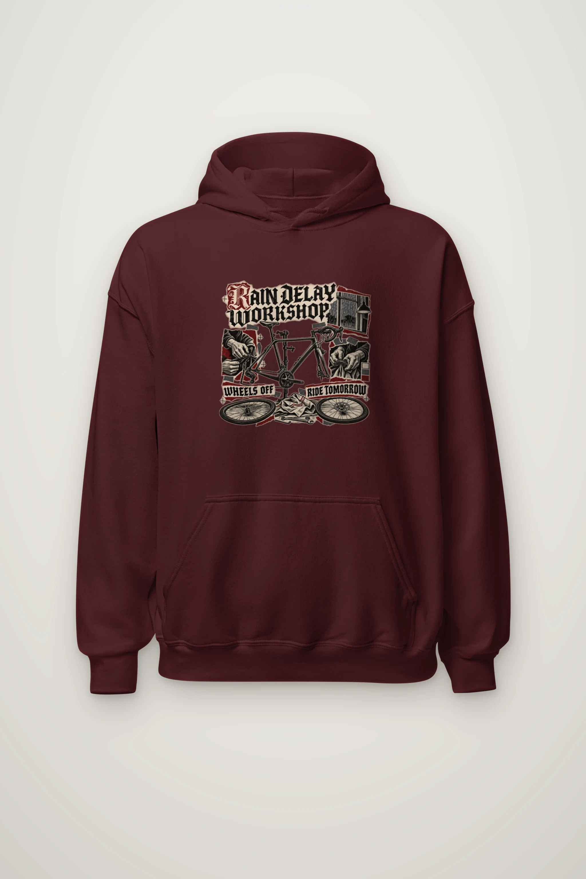 "RAIN DELAY WORKSHOP" Heavy Blend Unisex Pullover Hoodie