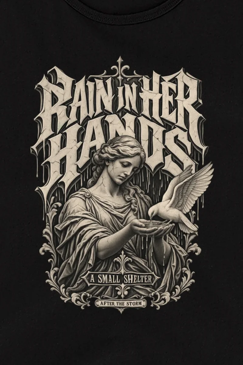 "Rain in Her Hands" Unisex Jersey Tank - the graphic up close
