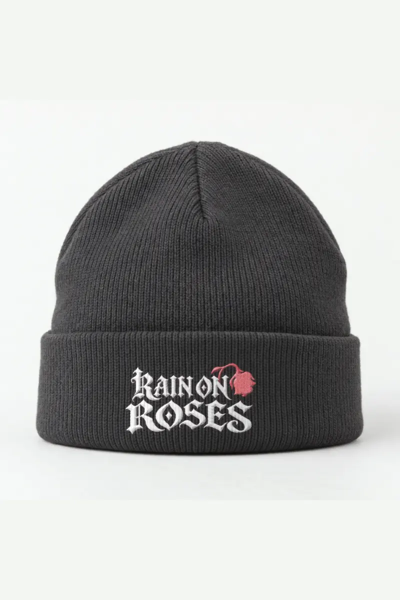 "Rain on Roses" Cuffed Beanie · Embroidered