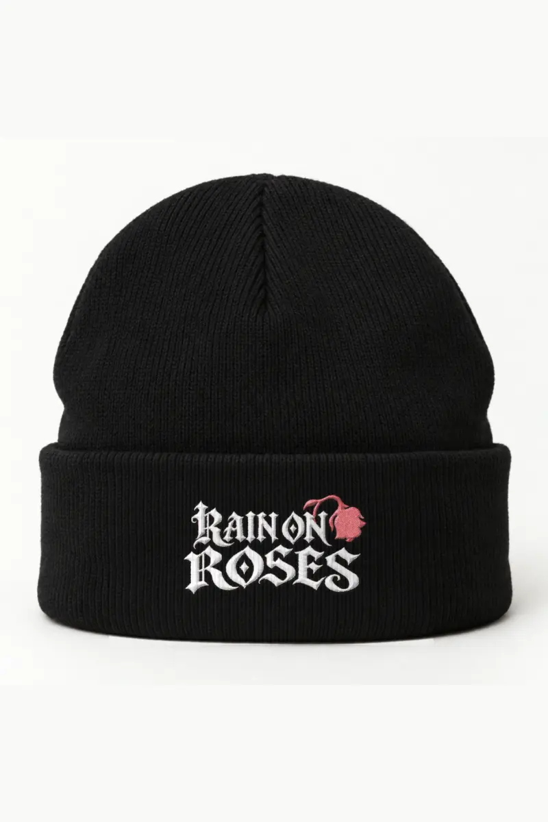 "Rain on Roses" Cuffed Beanie · Embroidered