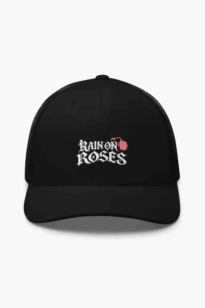 "Rain on Roses" Retro Trucker Cap · Embroidered
