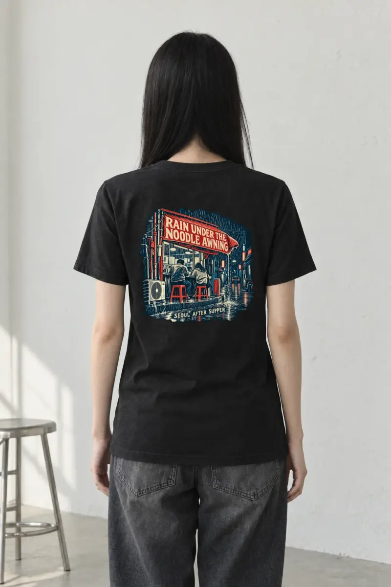 "Rain Under the Noodle Awning" Heavyweight Unisex Crewneck T-shirt