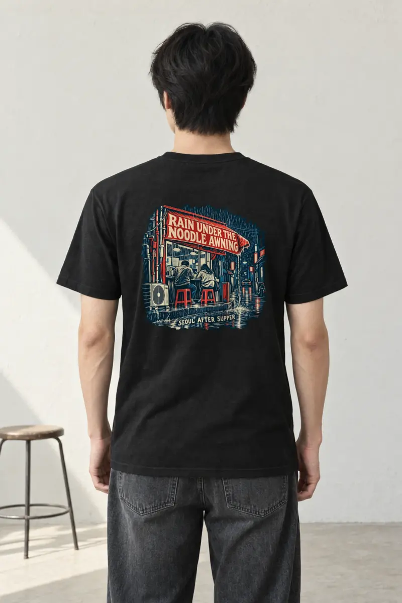 "Rain Under the Noodle Awning" Heavyweight Unisex Crewneck T-shirt