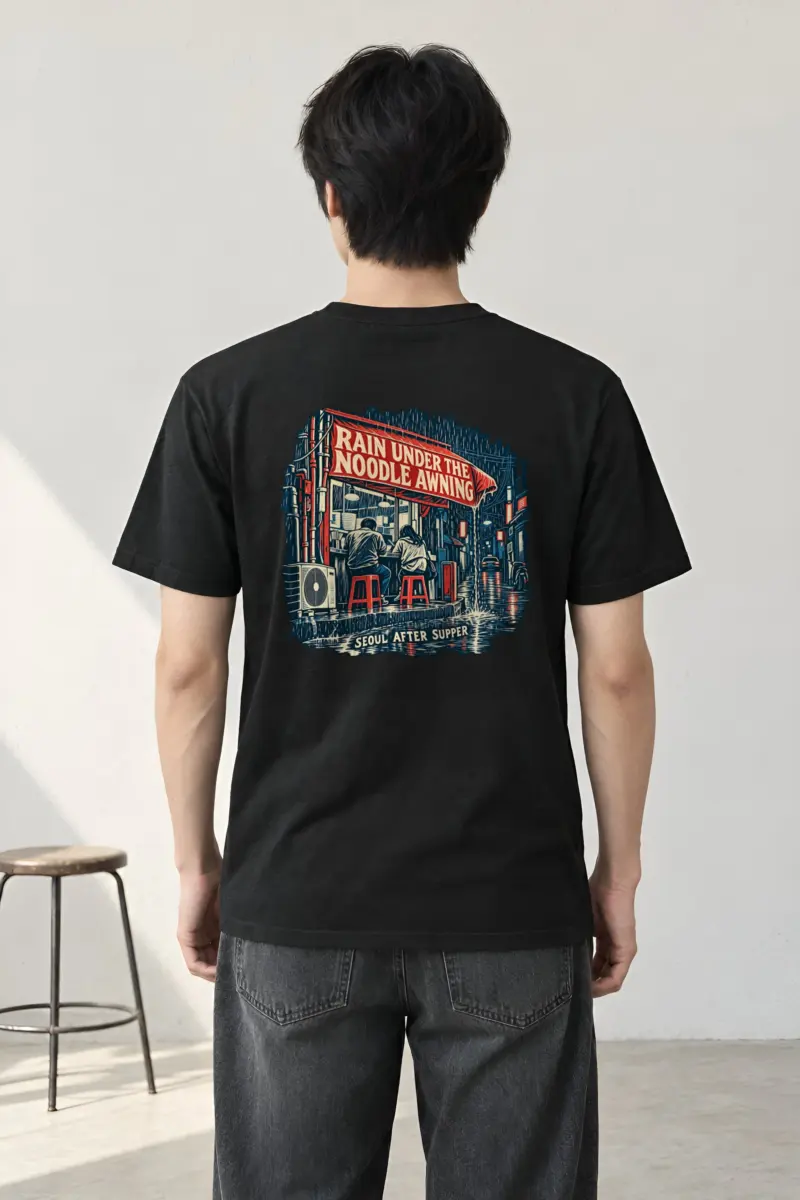 "Rain Under the Noodle Awning" Heavyweight Unisex Crewneck T-shirt