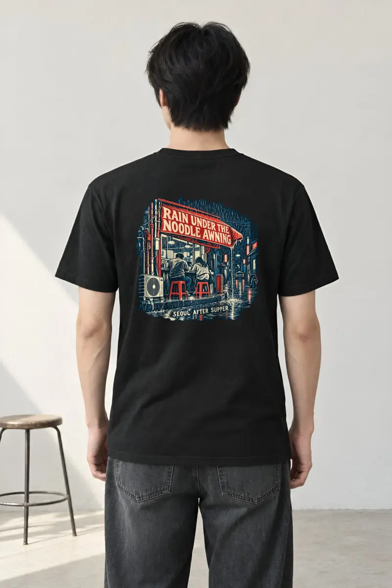 "Rain Under the Noodle Awning" Heavyweight Unisex Crewneck T-shirt