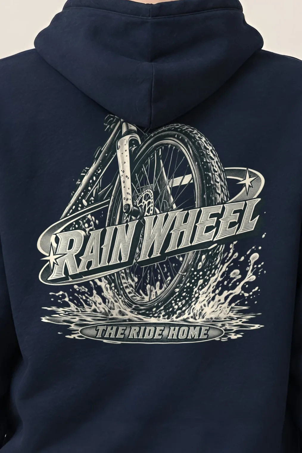 "Rain Wheel The Ride Home" Heavy Blend Unisex Pullover Hoodie - the graphic up close