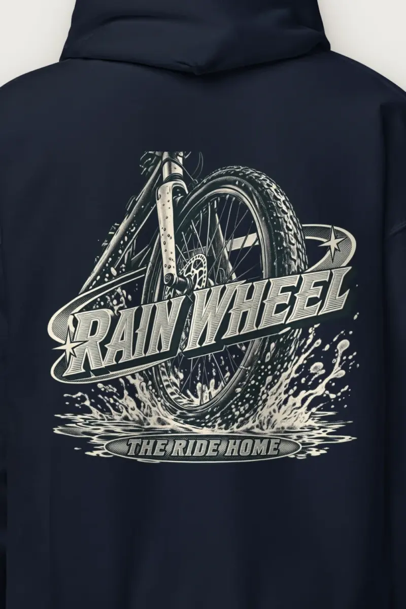 "Rain Wheel The Ride Home" Heavy Blend Unisex Pullover Hoodie - the graphic up close