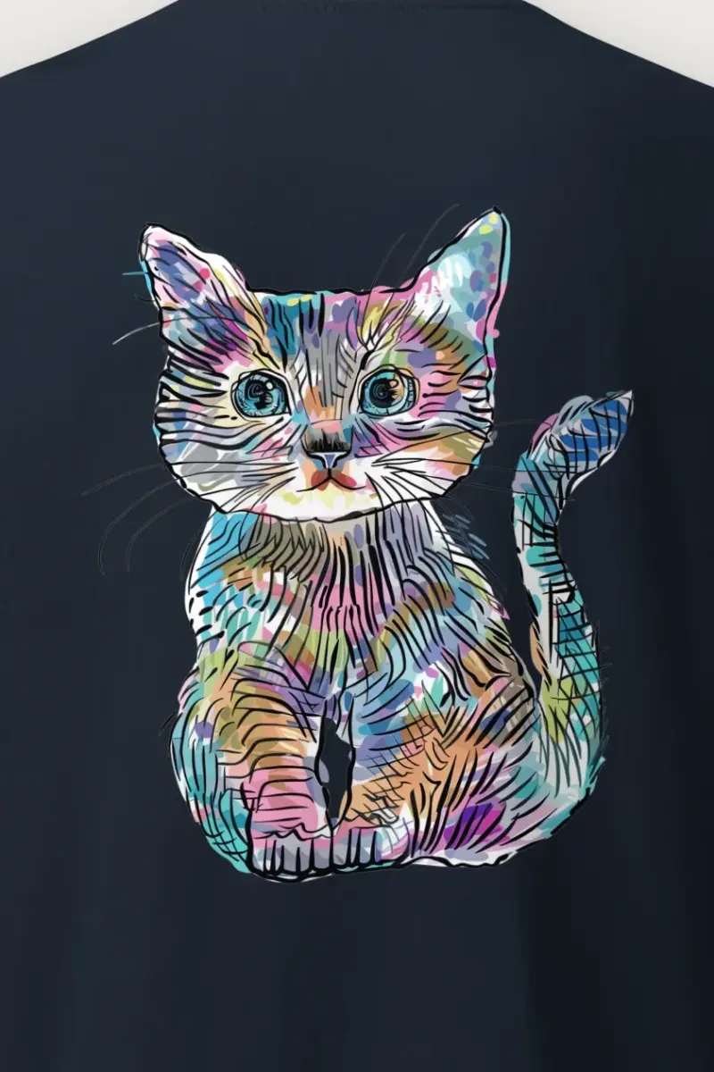 "Rainbow Ink Kitten" Heavyweight Unisex Crewneck T-shirt