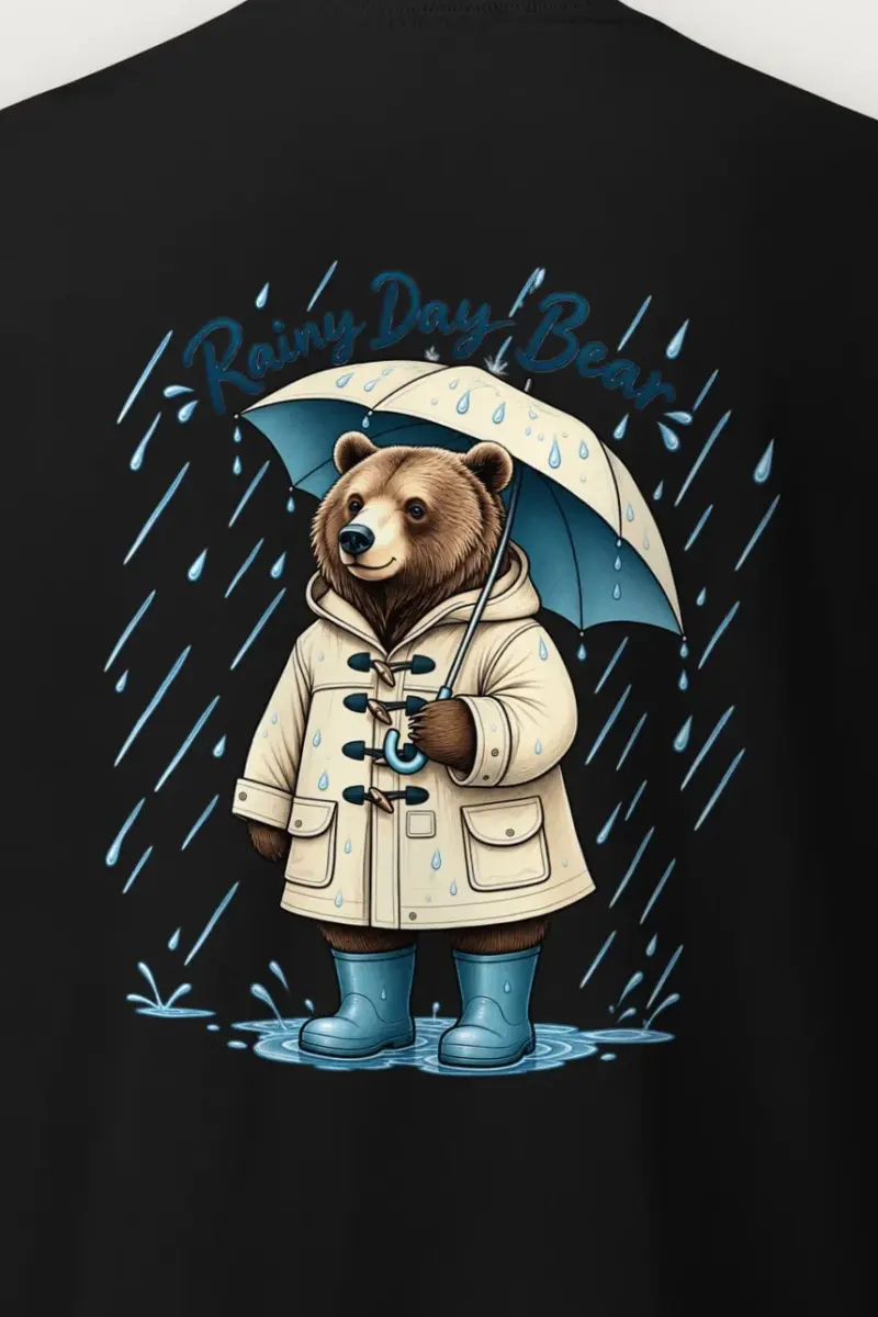 "Rainy Day Bear" Heavyweight Unisex Crewneck T-shirt