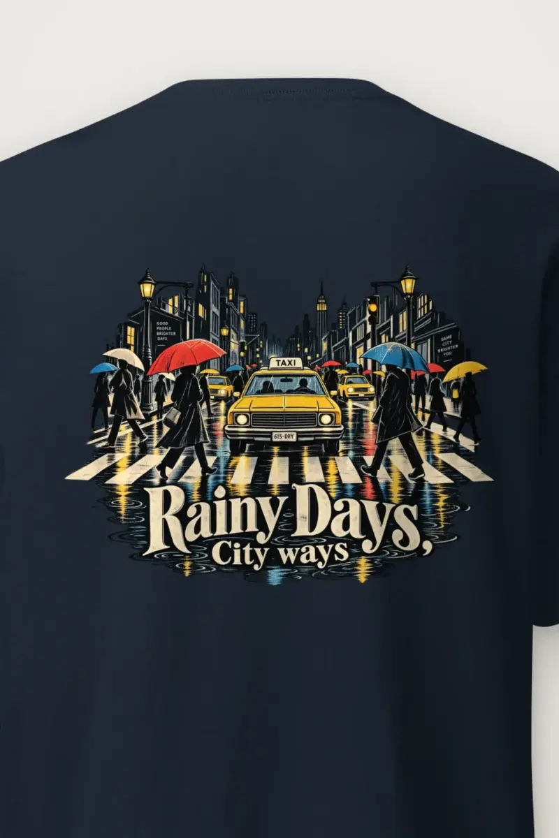 "Rainy Days Taxi" Heavyweight Unisex Crewneck T-shirt
