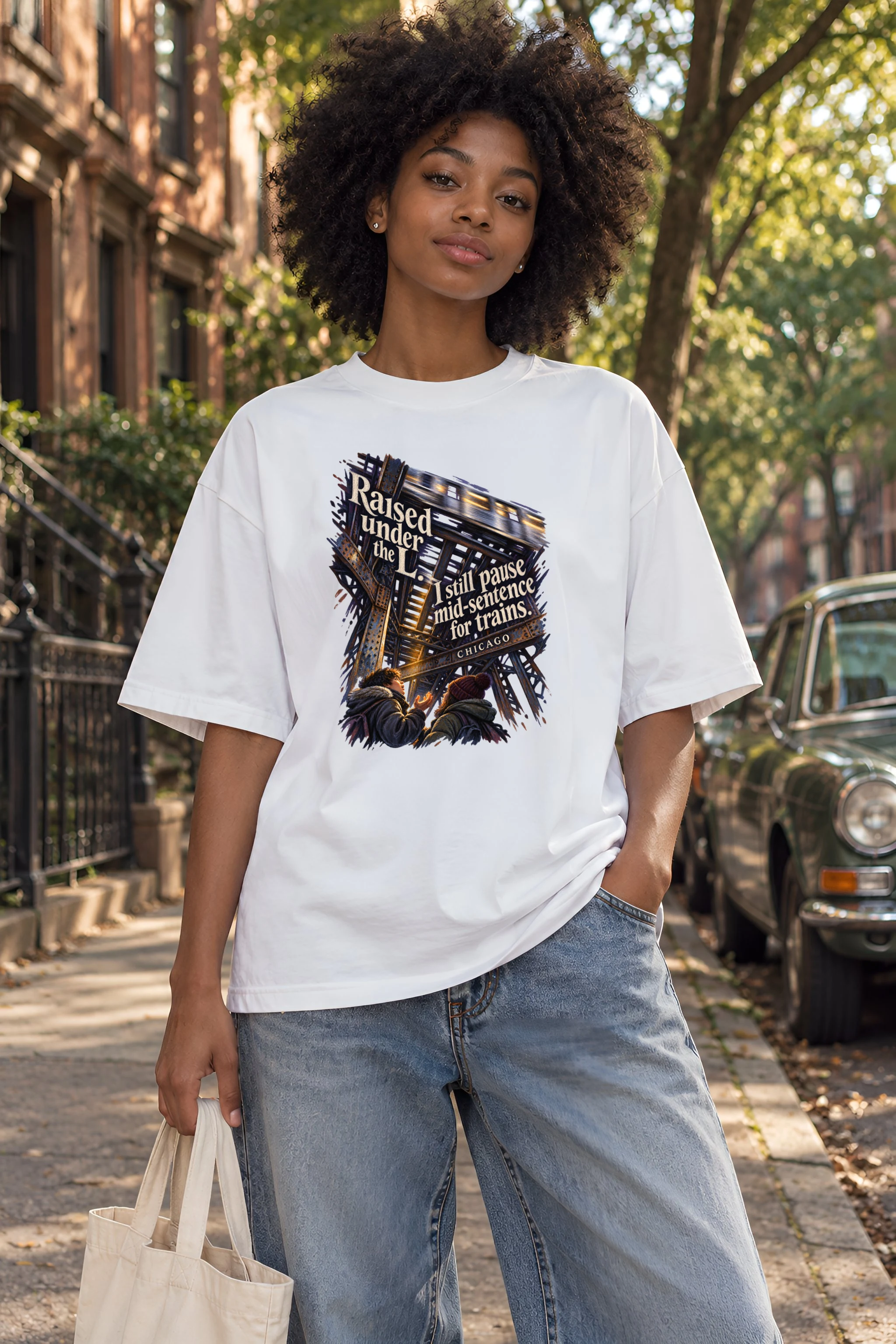 "Raised Under the L" Unisex Oversized Heavyweight Crewneck T-Shirt