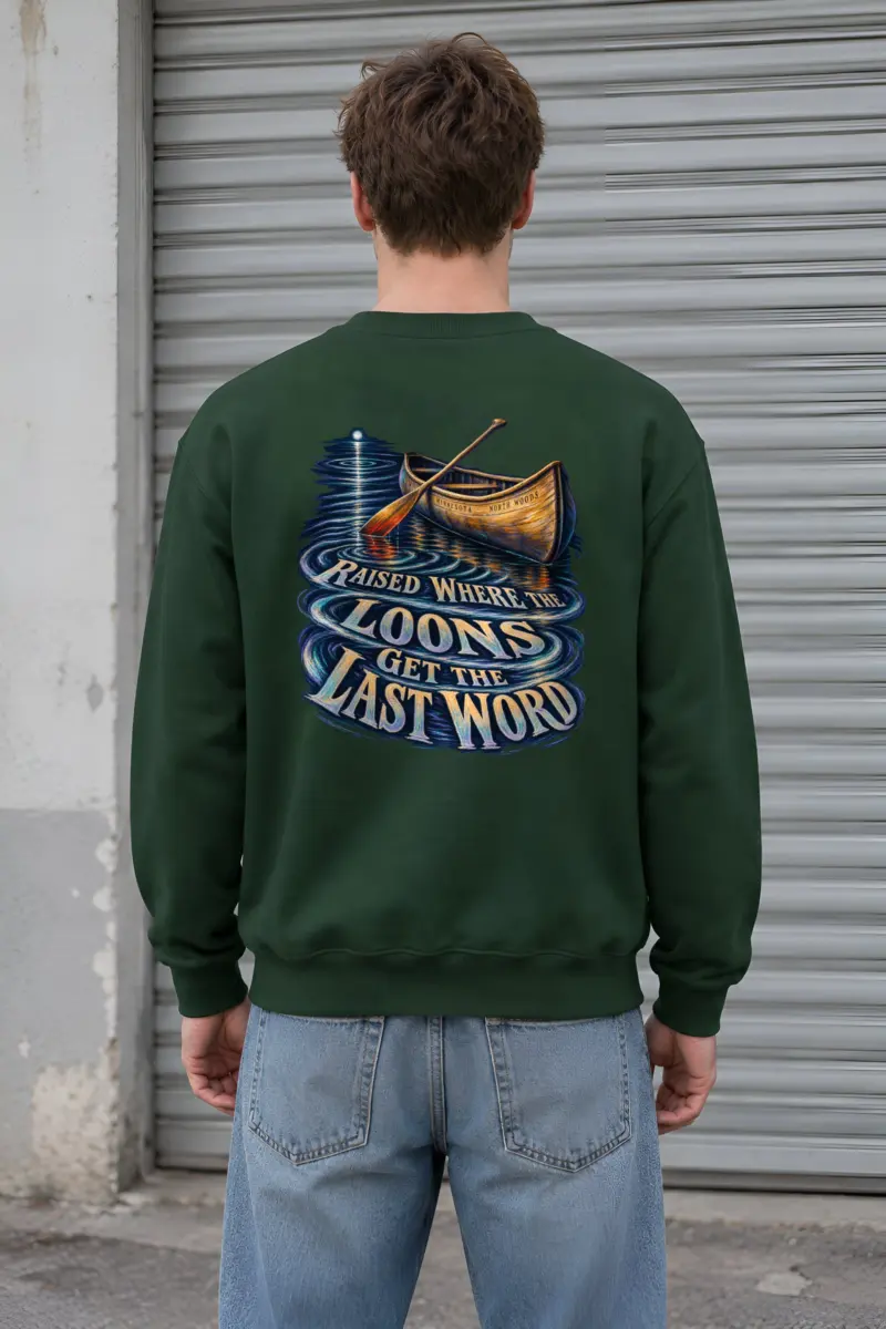 "Raised Where The Loons Get The Last Word" Heavy Blend Unisex Crewneck Sweatshirt