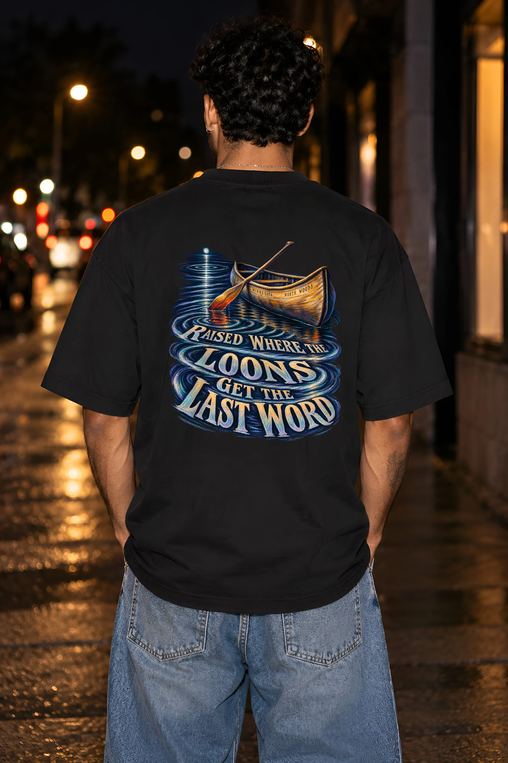 "Raised Where The Loons Get The Last Word" Unisex Oversized Heavyweight Crewneck T-Shirt