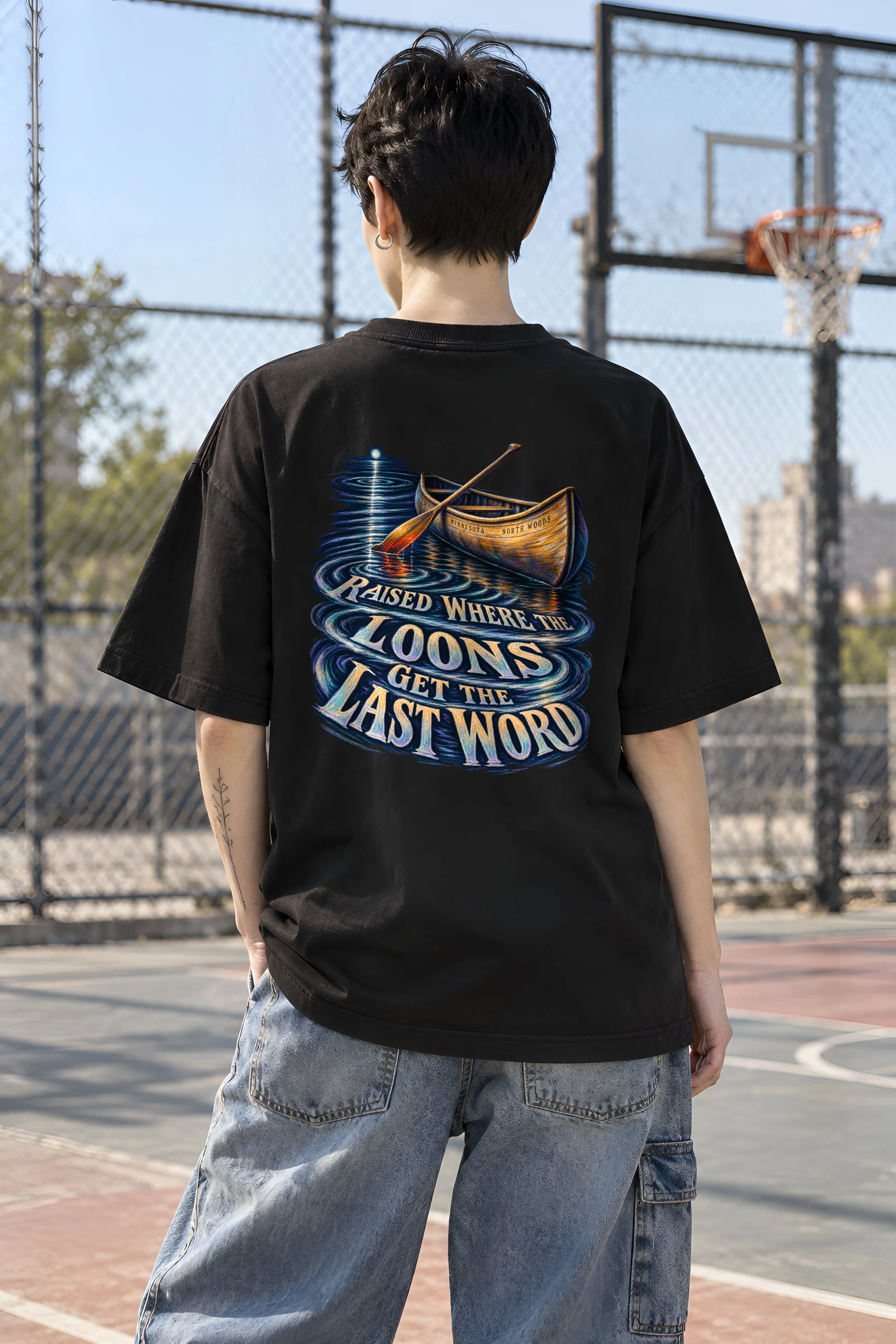 "Raised Where The Loons Get The Last Word" Unisex Oversized Heavyweight Crewneck T-Shirt