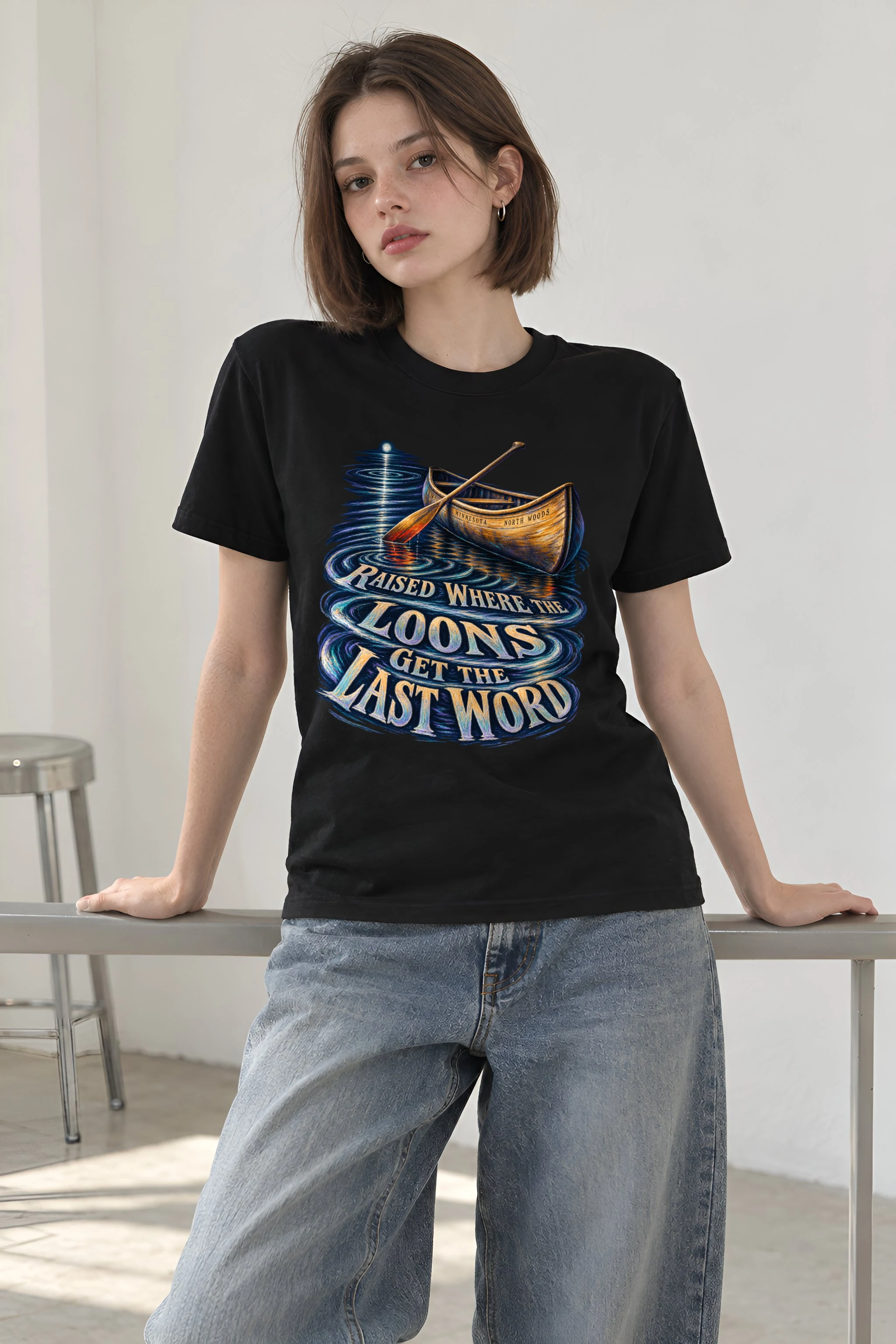 "Raised Where the Loons" Heavyweight Unisex Crewneck T-shirt