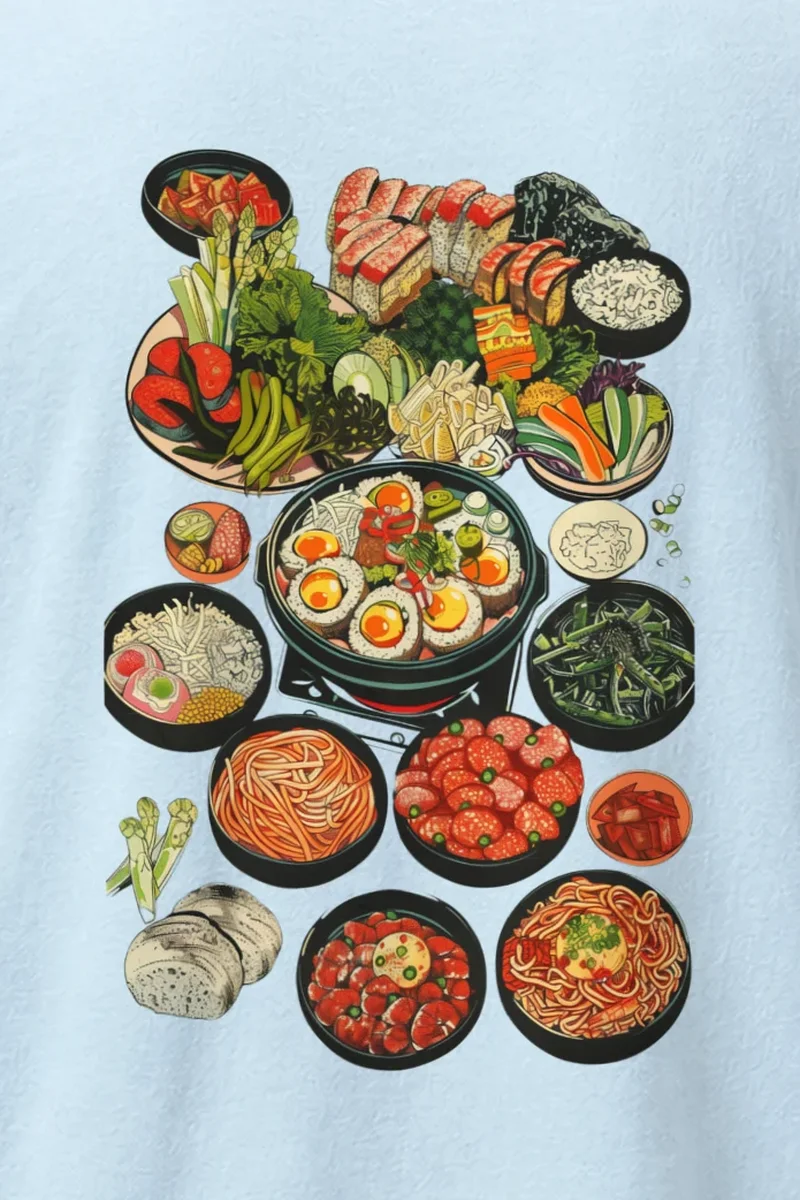 "Asian Food Spread" Heavyweight Unisex Crewneck T-shirt