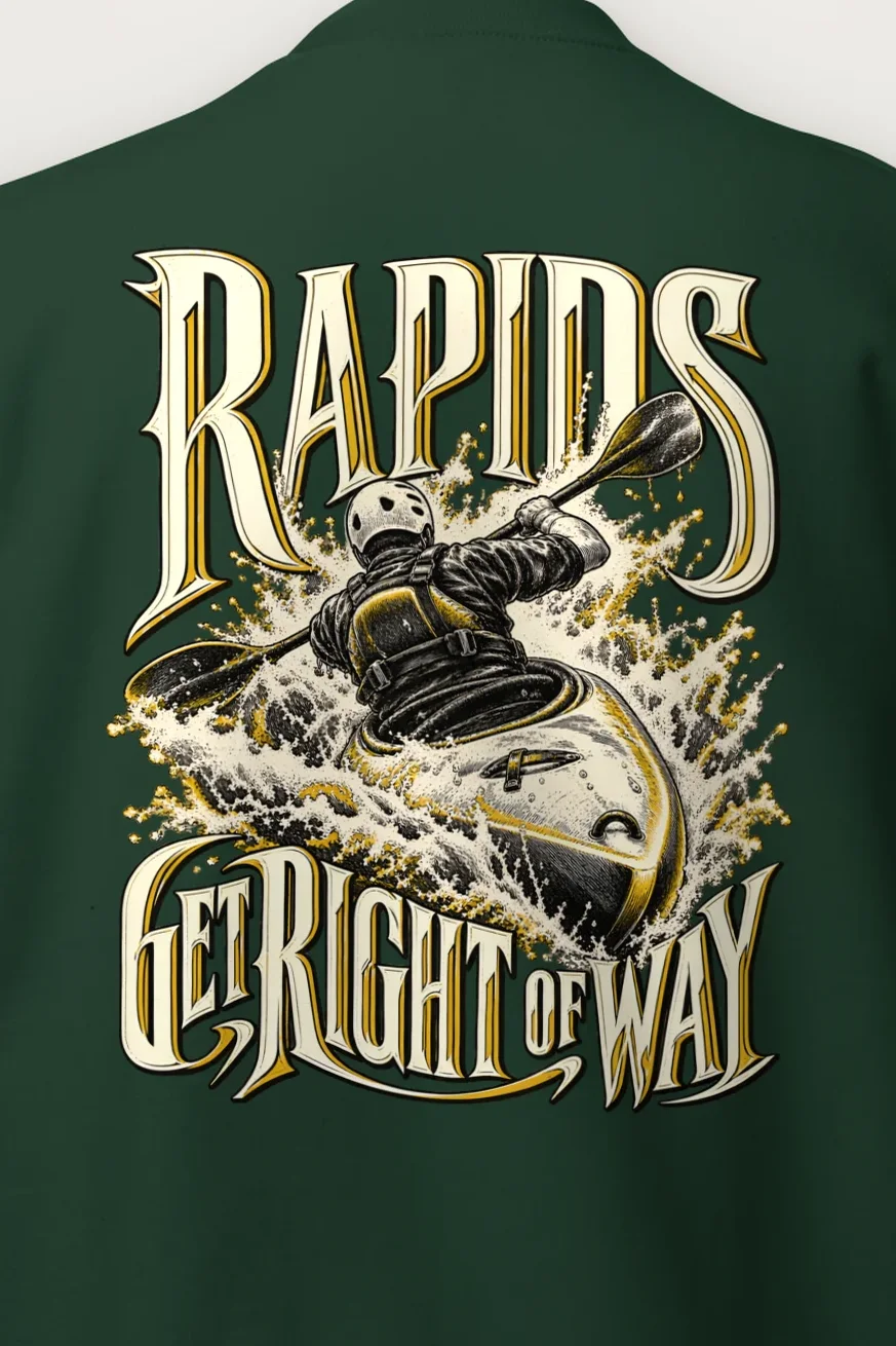 "Rapids Get Right of Way" Heavy Blend Unisex Crewneck Sweatshirt - the graphic up close