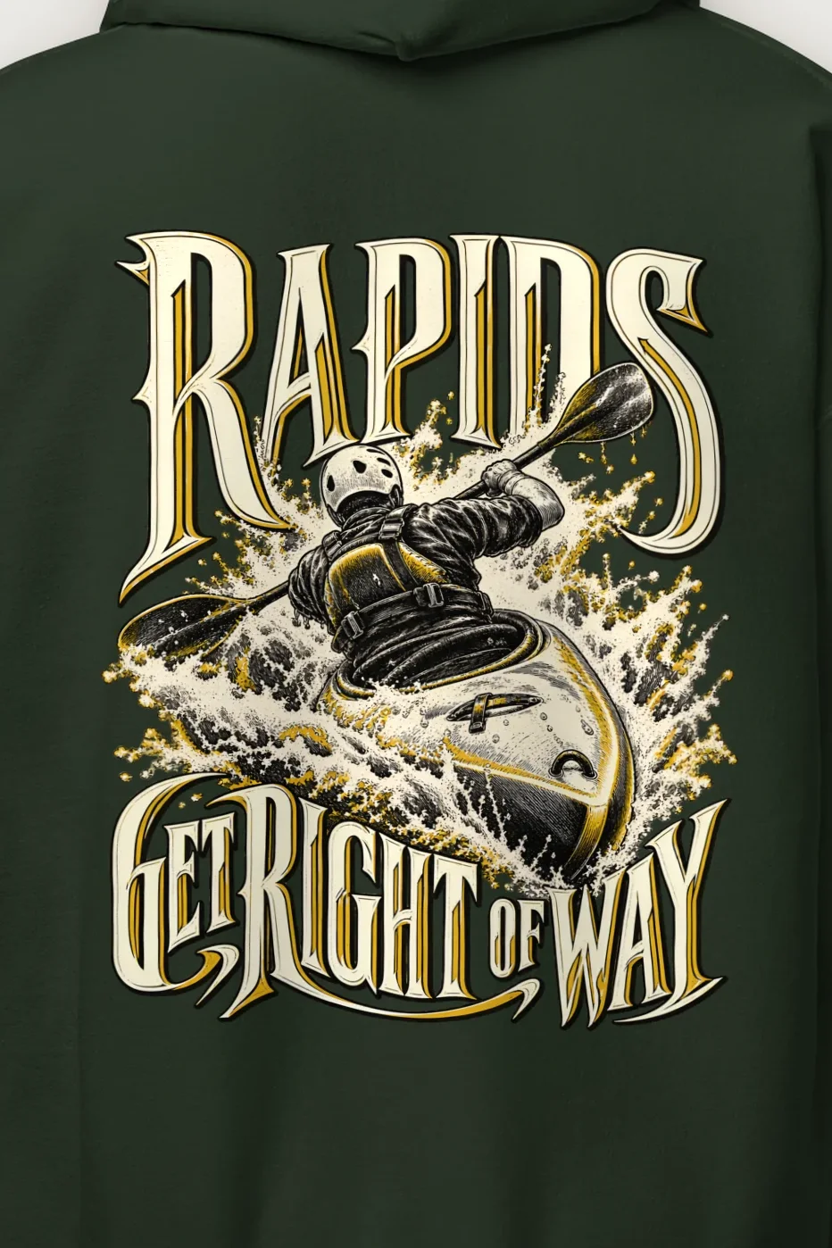 "Rapids Get Right of Way" Heavy Blend Unisex Pullover Hoodie - the graphic up close