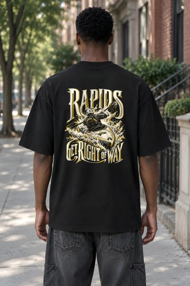 "Rapids Get Right of Way" Unisex Oversized Heavyweight Crewneck T-Shirt