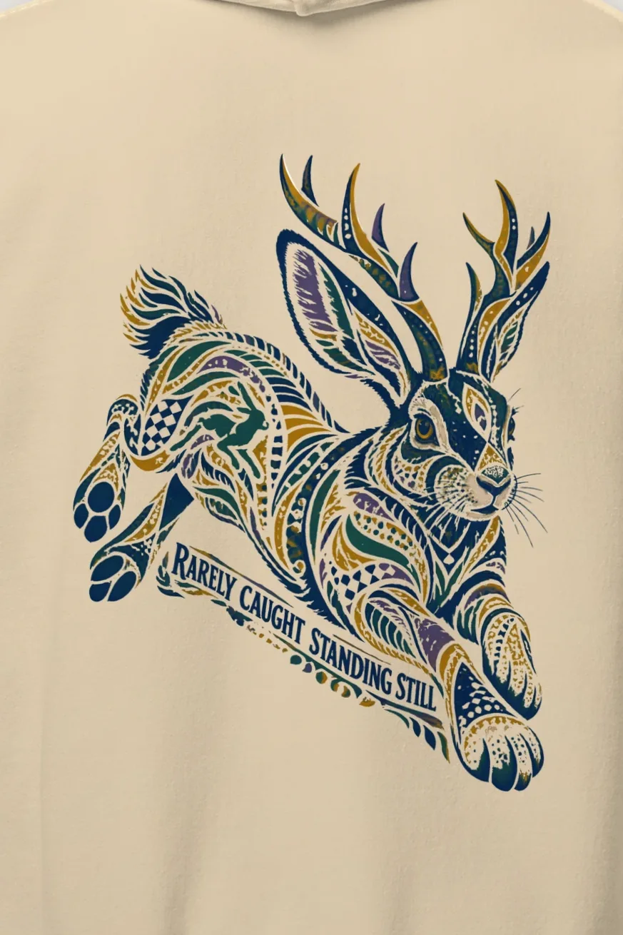 "Rarely Caught Standing Still" Heavy Blend Unisex Pullover Hoodie - the graphic up close