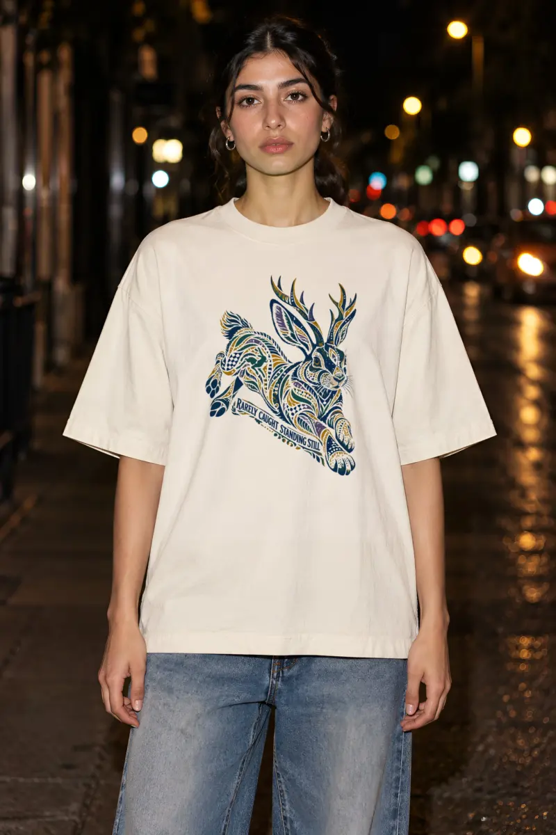 "Rarely Caught Standing Still" Unisex Oversized Heavyweight Crewneck T-Shirt