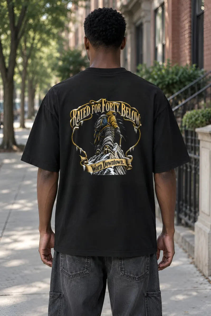 "Rated for Forty Below" Unisex Oversized Heavyweight Crewneck T-Shirt