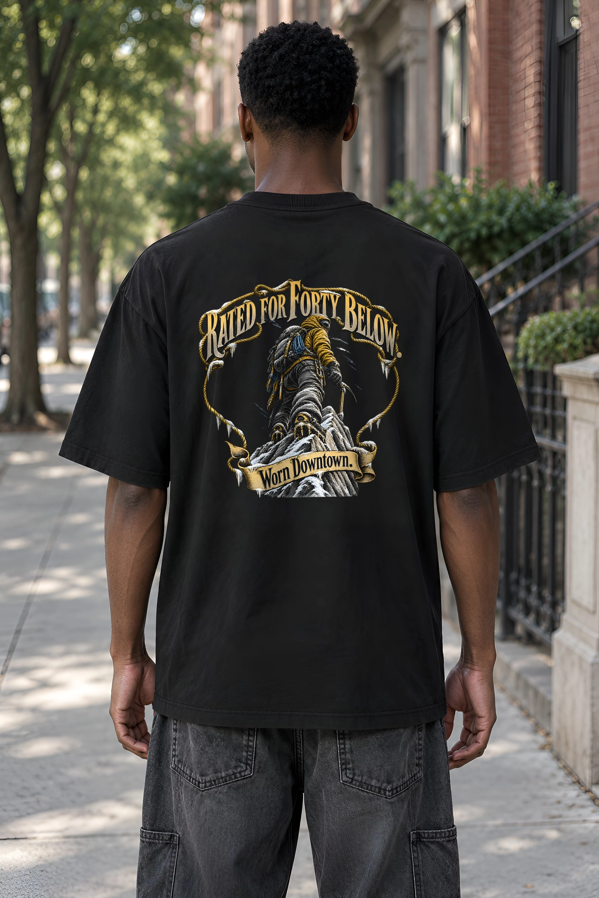"Rated for Forty Below" Men's Oversized Heavyweight Crewneck T-Shirt