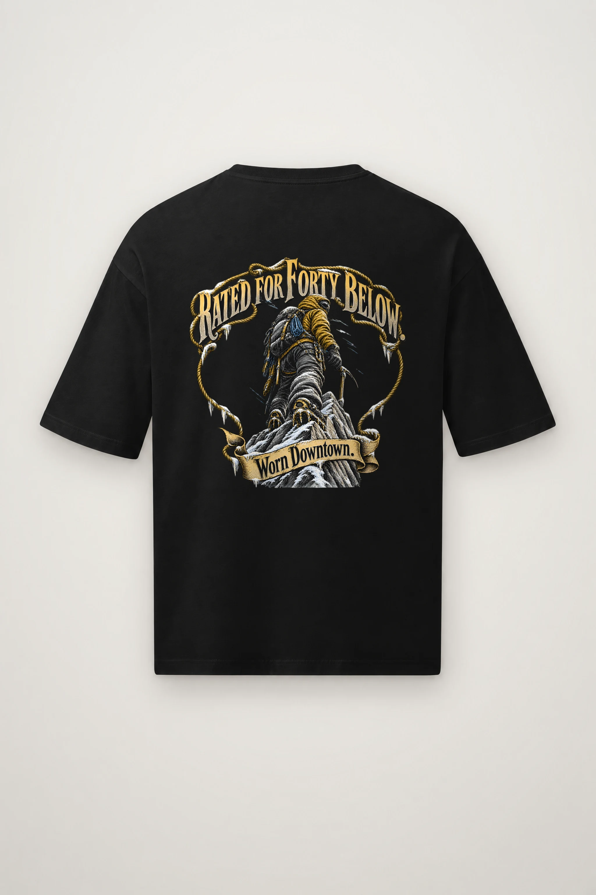 "Rated for Forty Below" Men's Oversized Heavyweight Crewneck T-Shirt