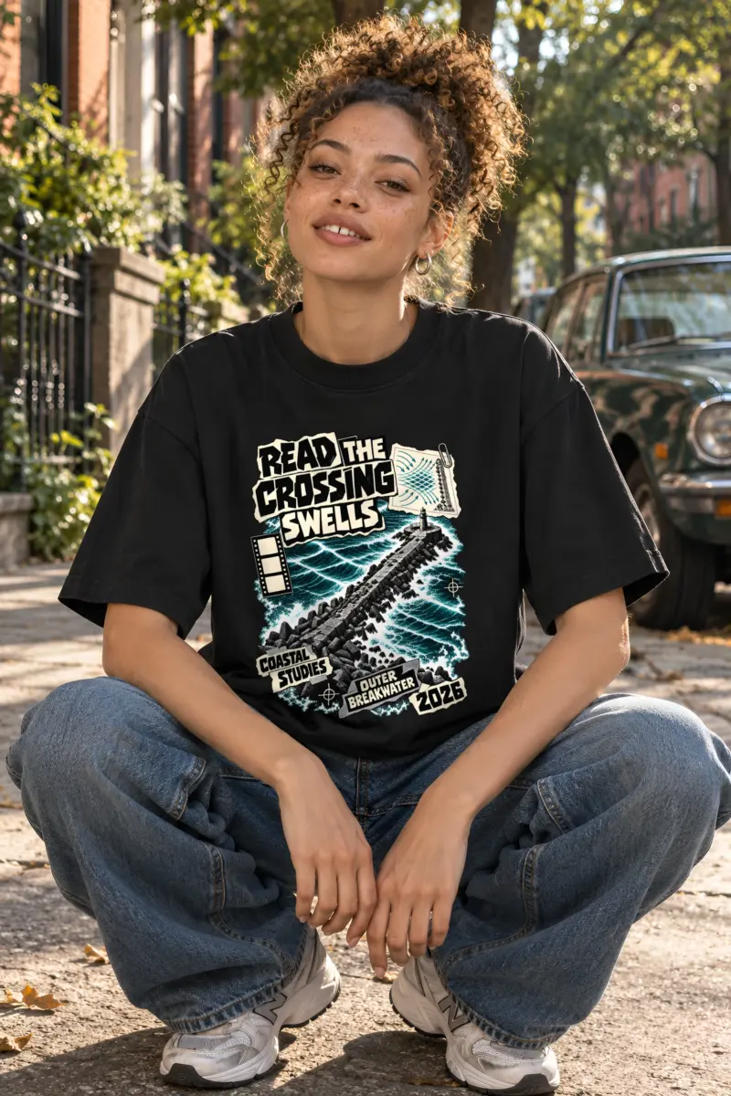 "Read the Crossing Swells" Unisex Oversized Heavyweight Crewneck T-Shirt
