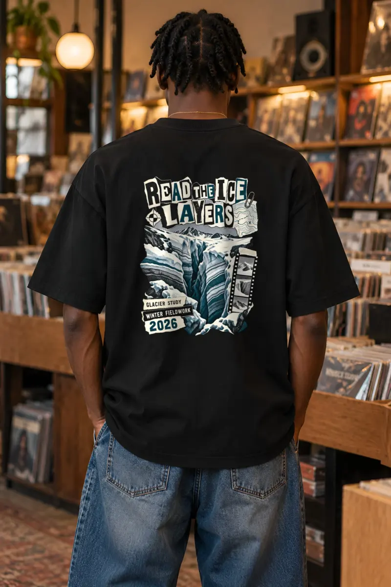 "Read the Ice Layers" Unisex Oversized Heavyweight Crewneck T-Shirt