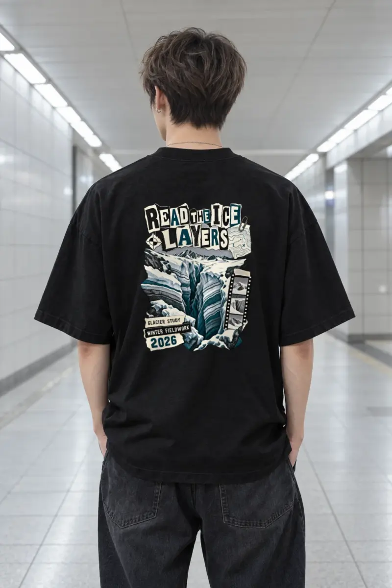 “Read the Ice Layers” Men’s Oversized Heavyweight Crewneck T-Shirt