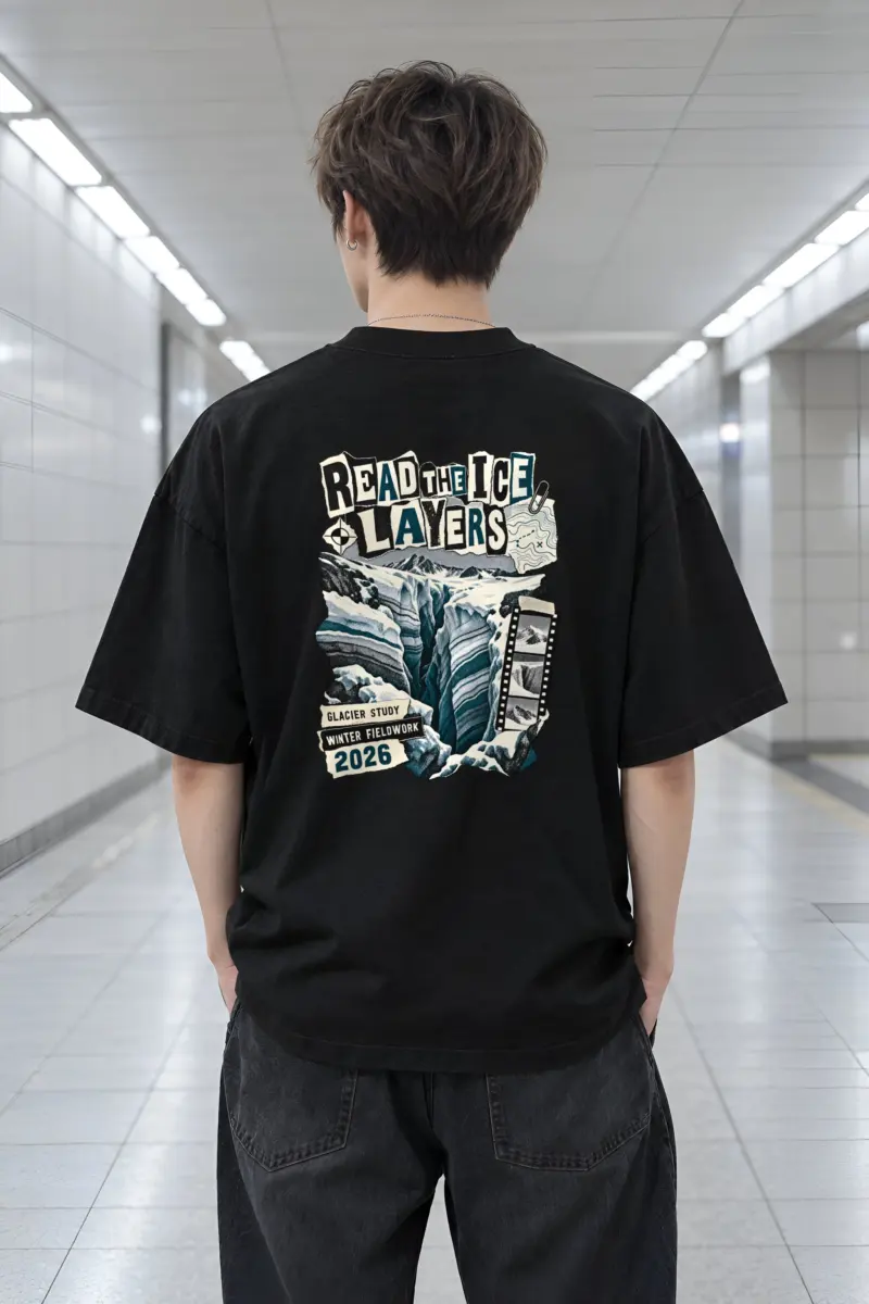 "Read the Ice Layers" Men's Oversized Heavyweight Crewneck T-Shirt