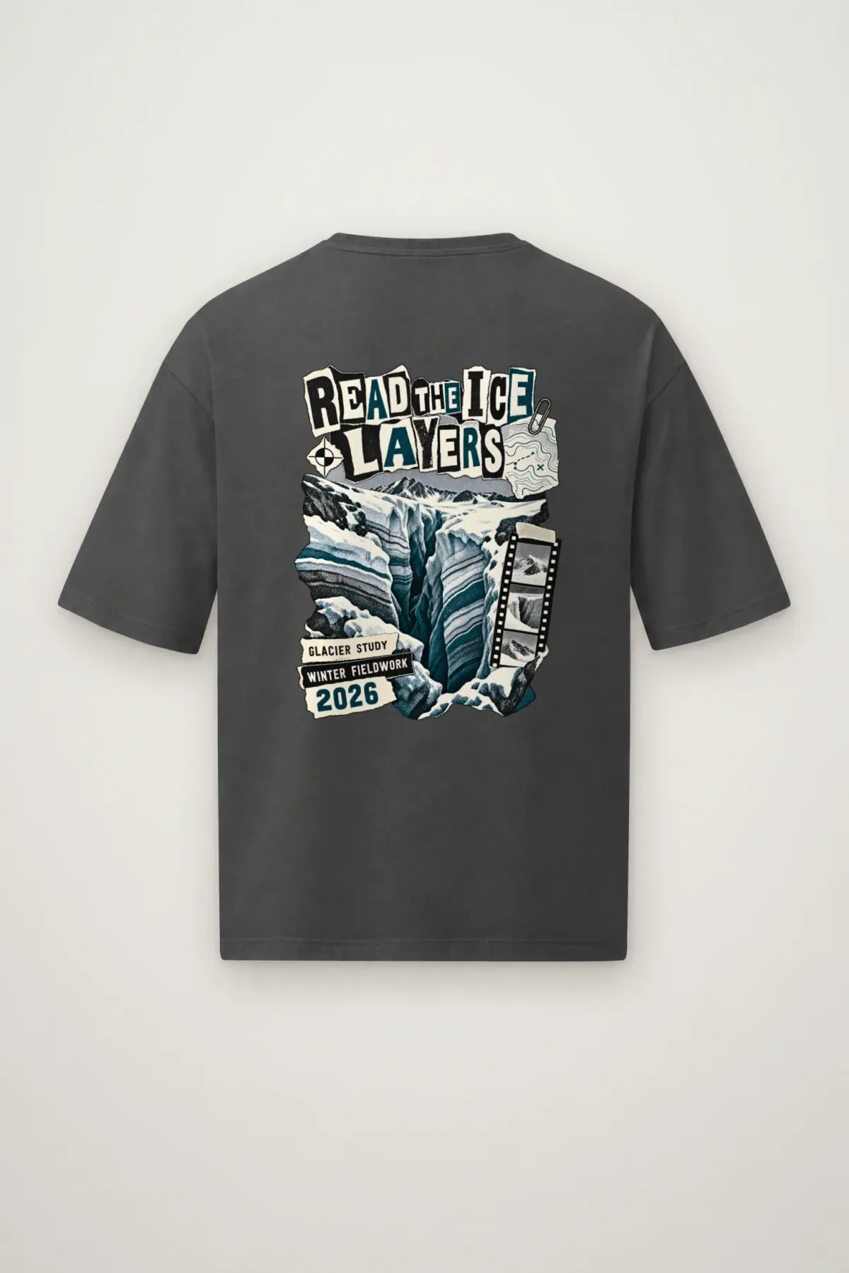 "Read the Ice Layers" Men's Oversized Heavyweight Crewneck T-Shirt