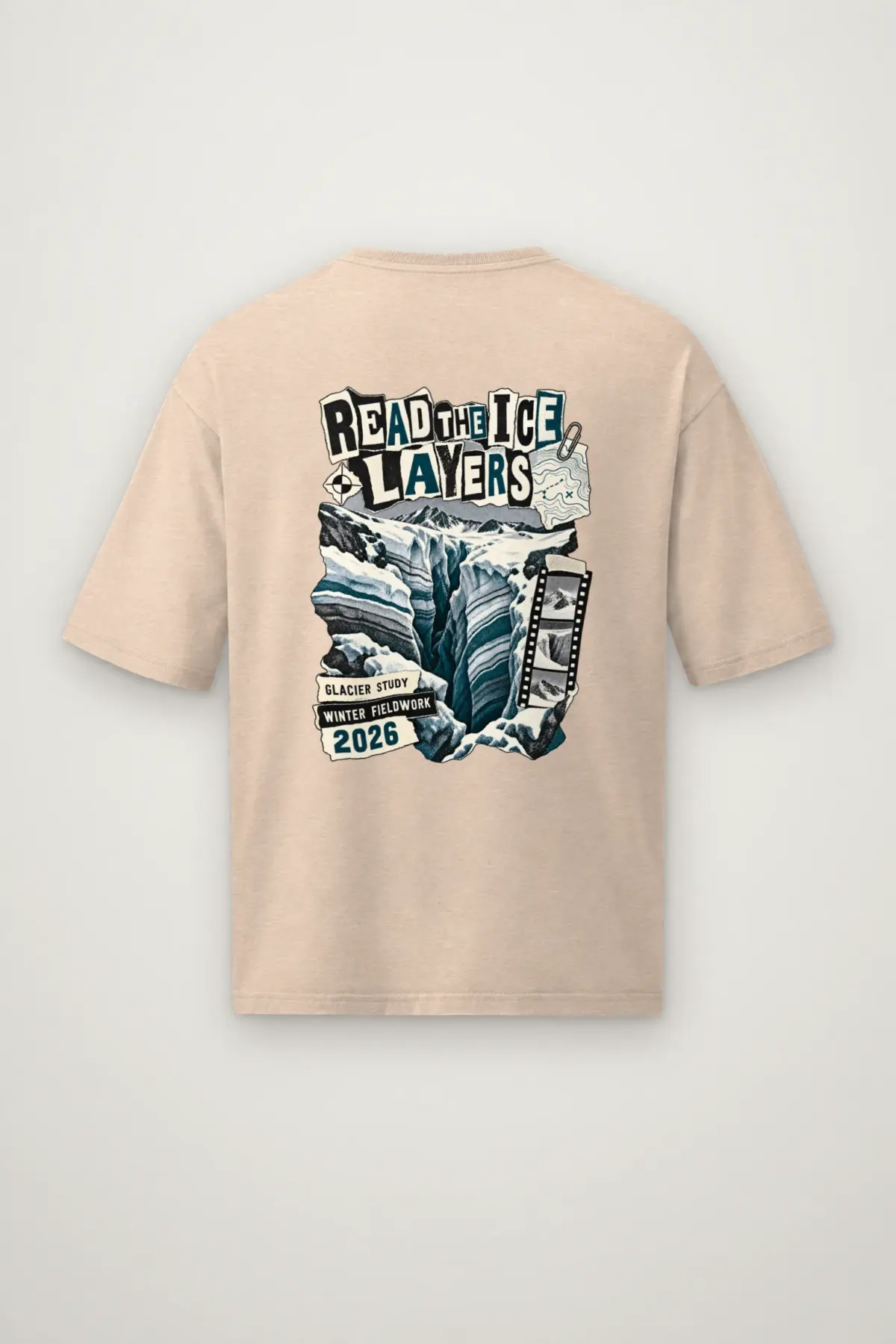 "Read the Ice Layers" Men's Oversized Heavyweight Crewneck T-Shirt