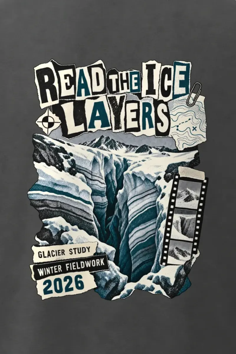 "Read the Ice Layers" Men’s Oversized Heavyweight Crewneck T-Shirt - the graphic up close