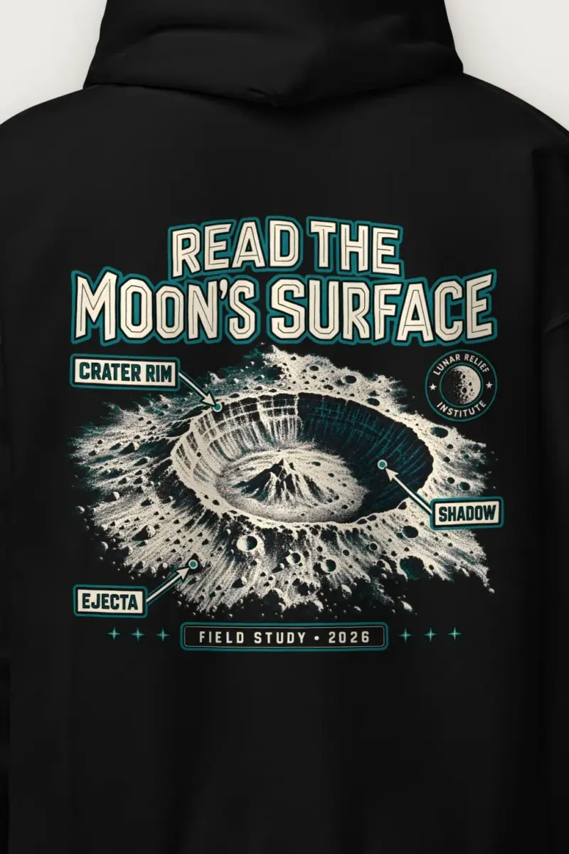 "Read the Moon’s Surface" Heavy Blend Unisex Pullover Hoodie - the graphic up close