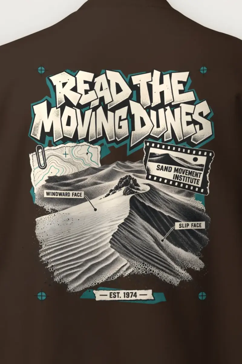 "Read The Moving Dunes" Heavy Blend Unisex Crewneck Sweatshirt - the graphic up close
