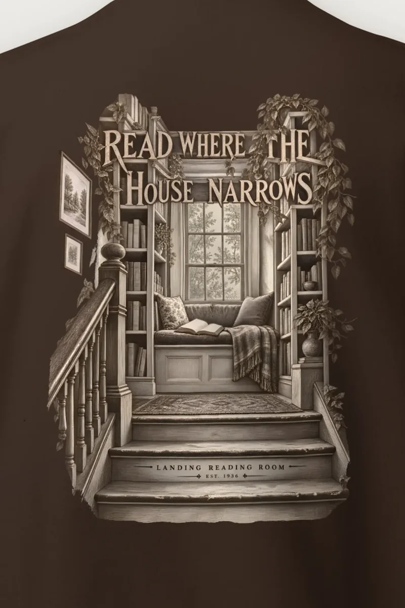 "READ WHERE THE HOUSE NARROWS" Heavy Blend Unisex Crewneck Sweatshirt - the graphic up close
