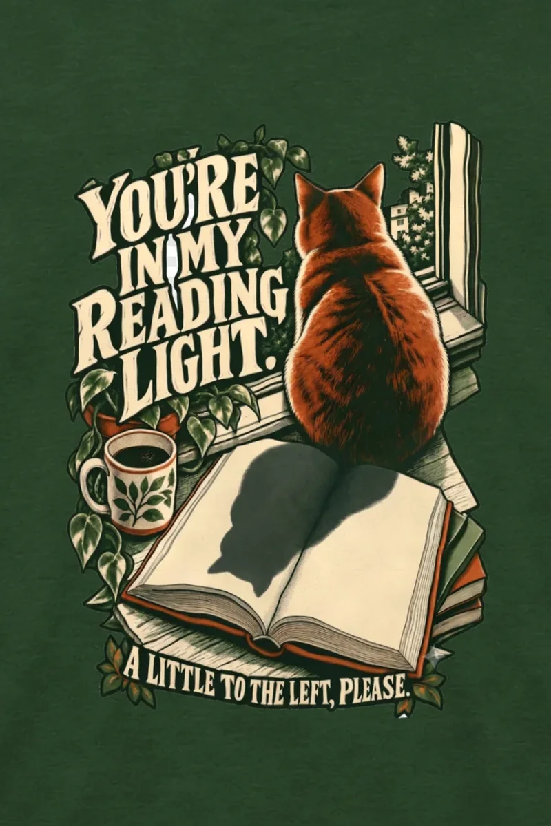 "You’re In My Reading Light" Unisex Longsleeve T-shirt - the graphic up close
