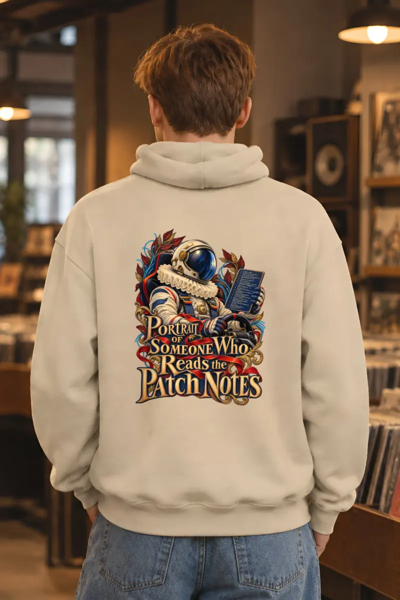 “Reads the Patch Notes” Unisex Pullover Hoodie